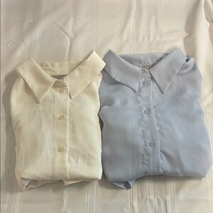 H&M Cream and Light blue button down Shirts